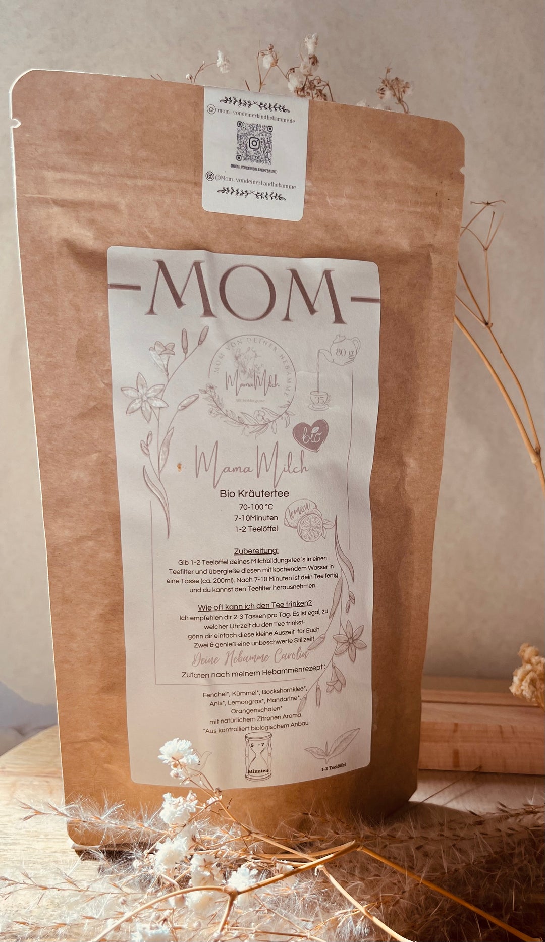 MamaMilch Bio- Stilltee      MOM-TEE           Stilltee Bio Stillen Milchproduktion Stillbegleitung Muttermilch Wochenbett Mutterschaft Geschenke für Sie