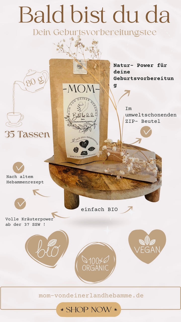Geburtsvorbereitung BIO Schwangerschaftstee mit Himbeerblättern und Frauenmantel - von MOM®